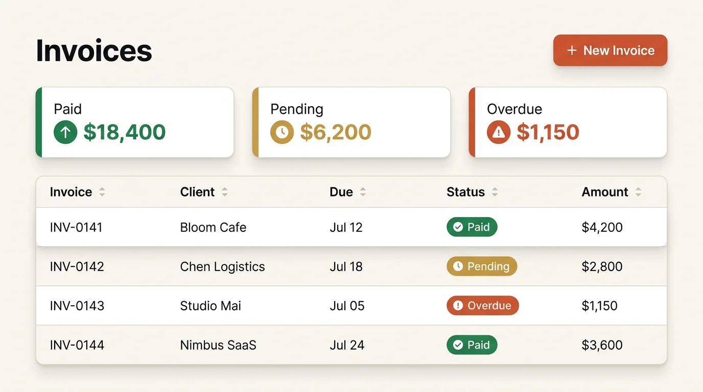 Invoice tool built at the workshop